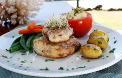 Fried fillet of corvina (pacific cod) with sauted potattes and tartar sauce a la denmark