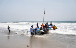 Local fishermen landing their catch