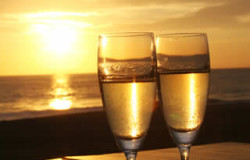 White wine at sunset
